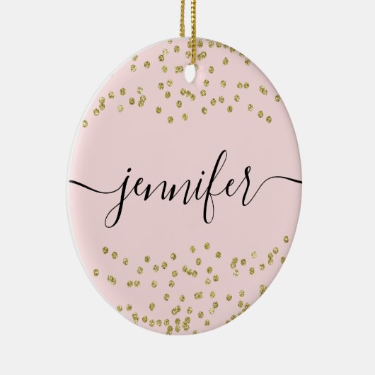 Roze en goudglitter keramisch ornament (Rechts)