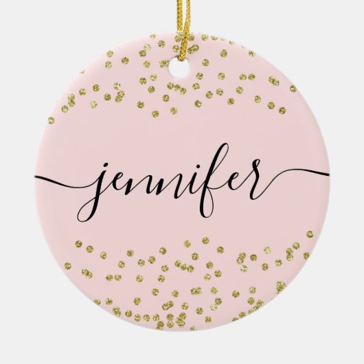 Roze en goudglitter keramisch ornament (Voorkant)