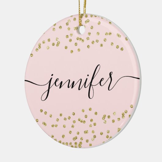 Roze en goudglitter keramisch ornament (Links)