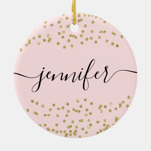 Roze en goudglitter keramisch ornament (Achterkant)