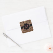 Roze en goudglitter leopard print party invitatati vierkante sticker (Envelop)