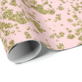 Roze en goudglitter-meisje met moderne platter cadeaupapier (Rol Hoek)