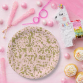 Roze en goudglitter-meisje met moderne platter papieren bordje (Feest)