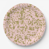 Roze en goudglitter-meisje met moderne platter papieren bordje (Voorkant)