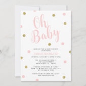 Roze en goudglitter Oh Baby shower Kaart (Voorkant)