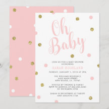 Roze en goudglitter Oh Baby shower