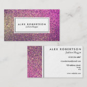 Roze en goudglitter ombre visitekaartje (Voorkant / Achterkant)