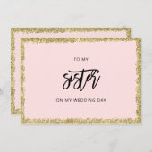 Roze en goudglitter op mijn zusje trouwkaart kaart (Voorkant / Achterkant)