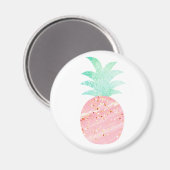 Roze en goudglitter Pineappel Magnet (Voorkant / Achterkant)
