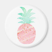 Roze en goudglitter Pineappel Magnet (Voorkant)