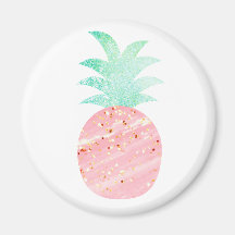 Roze en goudglitter Pineappel Magnet