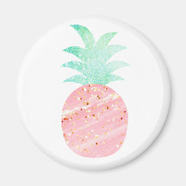 Roze en goudglitter Pineappel Magnet