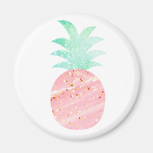 Roze en goudglitter Pineappel Magnet