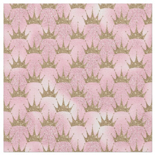  Roze en goudglitter prinses crown Stof