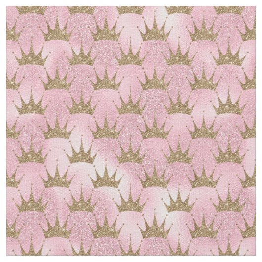 Roze en goudglitter prinses crown Stof (Close Up)