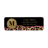 Roze en goudglitter print return address etiket (Voorkant)