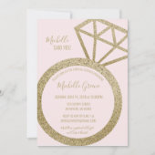 Roze en goudglitter Ring - Ze zei ja! Kaart (Voorkant)