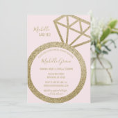 Roze en goudglitter Ring - Ze zei ja! Kaart (Staand voorkant)