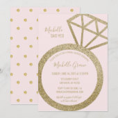 Roze en goudglitter Ring - Ze zei ja! Kaart (Voorkant / Achterkant)