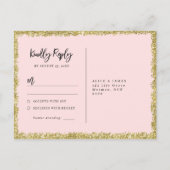 Roze en goudglitter RSVP-Briefkaart Uitnodiging Briefkaart (Achterkant)