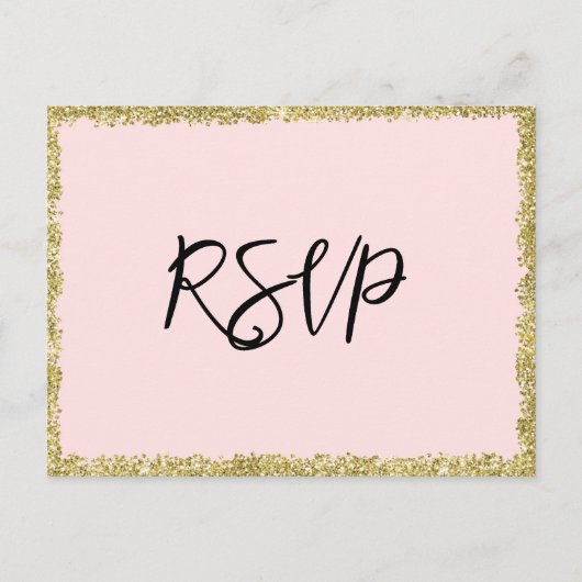 Roze en goudglitter RSVP-Briefkaart Uitnodiging Briefkaart (Voorkant)