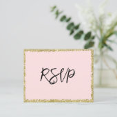 Roze en goudglitter RSVP-Briefkaart Uitnodiging Briefkaart (Staand voorkant)