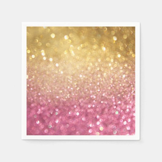 roze en goudglitter servet (Voorkant)