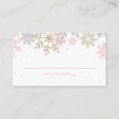 Roze en goudglitter Snowflake Place Cards Informatiekaartje (Voorkant)