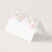 Roze en goudglitter Snowflake Place Cards Kaart (Achterkant)