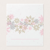 Roze en goudglitter Snowflake Place Cards Kaart (Buitenkant ongevouwen)