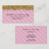 Roze en goudglitter Sparkle, Makeup Artist Visitekaartje (Voorkant / Achterkant)
