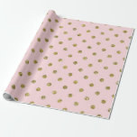 Roze en goudglitter Sparkle Polka Dots Chic Party Cadeaupapier<br><div class="desc">aangepast verpakkingspapier</div>