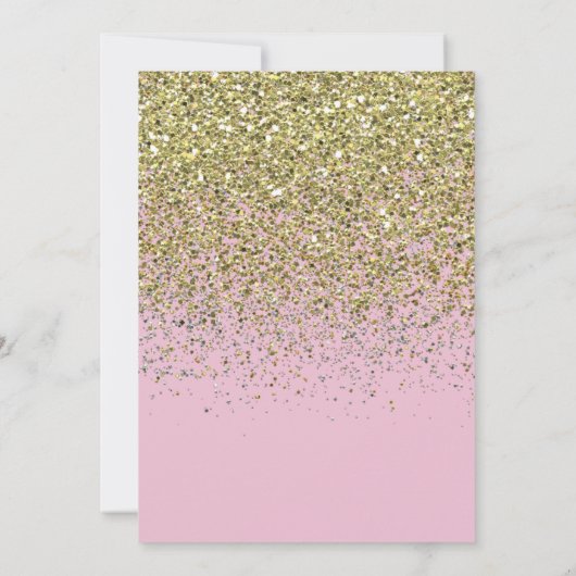 Roze en goudglitter Sprinkle Baby shower uitnodige Kaart (Achterkant)