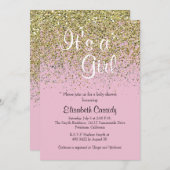 Roze en goudglitter Sprinkle Baby shower uitnodige Kaart (Voorkant / Achterkant)