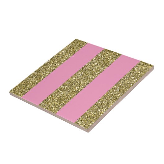 Roze en goudglitter tegeltje (Zijkant)