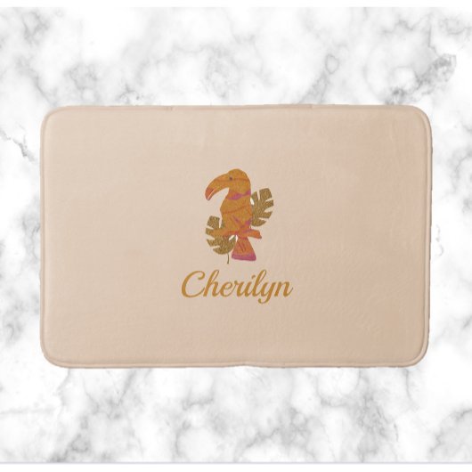  roze en goudglitter tropische touroperator badmat