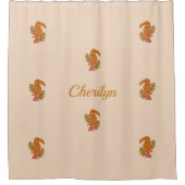  roze en goudglitter tropische touroperator douchegordijn (Voorkant)