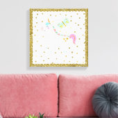 Roze en goudglitter Unicorn Girls Bedroom Nursery Canvas Afdruk (Insitu (Woonkamer))