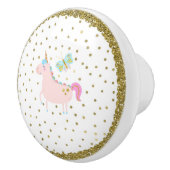 Roze en goudglitter Unicorn Girls Bedroom Nursery Keramische Knop (Rechts)