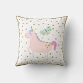 Roze en goudglitter Unicorn Girls Bedroom Nursery Kussen (Achterkant)