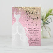 Roze en goudglitter Vrijgezellenfeest Kaart (Staand voorkant)