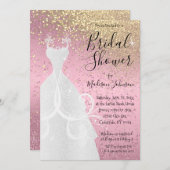 Roze en goudglitter Vrijgezellenfeest Kaart (Voorkant / Achterkant)