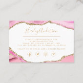 Roze en goudglitter Waterverf geGildeerd Agate Visitekaartje (Achterkant)