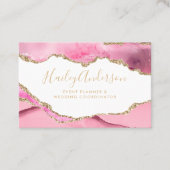 Roze en goudglitter Waterverf geGildeerd Agate Visitekaartje (Voorkant)