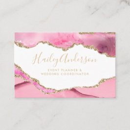 Roze en goudglitter Waterverf geGildeerd Agate Visitekaartje