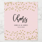 Roze en goudglitterkaas Wijnsticker Wijn Etiket (Enkel label)