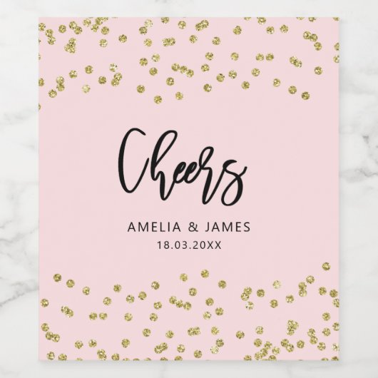 Roze en goudglitterkaas Wijnsticker Wijn Etiket (Enkel label)
