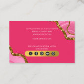 Roze en goudgrijs Geode Glitter Monogram Marmer Visitekaartje (Achterkant)