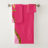 Roze en goudgrijs Glitter Monogram Bad Handdoek (Insitu)