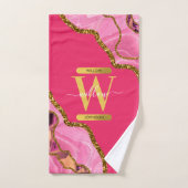 Roze en goudgrijs Glitter Monogram Bad Handdoek (Handdoek)